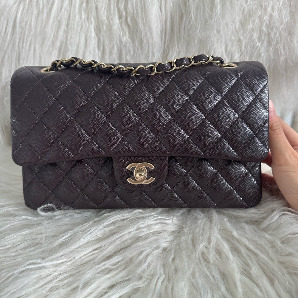 Authentic Chanel 2025 medium flap burgundy/brown
